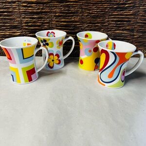 Churchill Fine China 70’s Inspired Groovy Flared Coffee Mugs